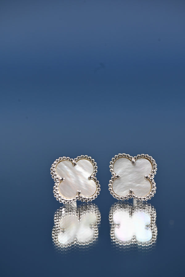 Aretes silver simples pearl white new collection